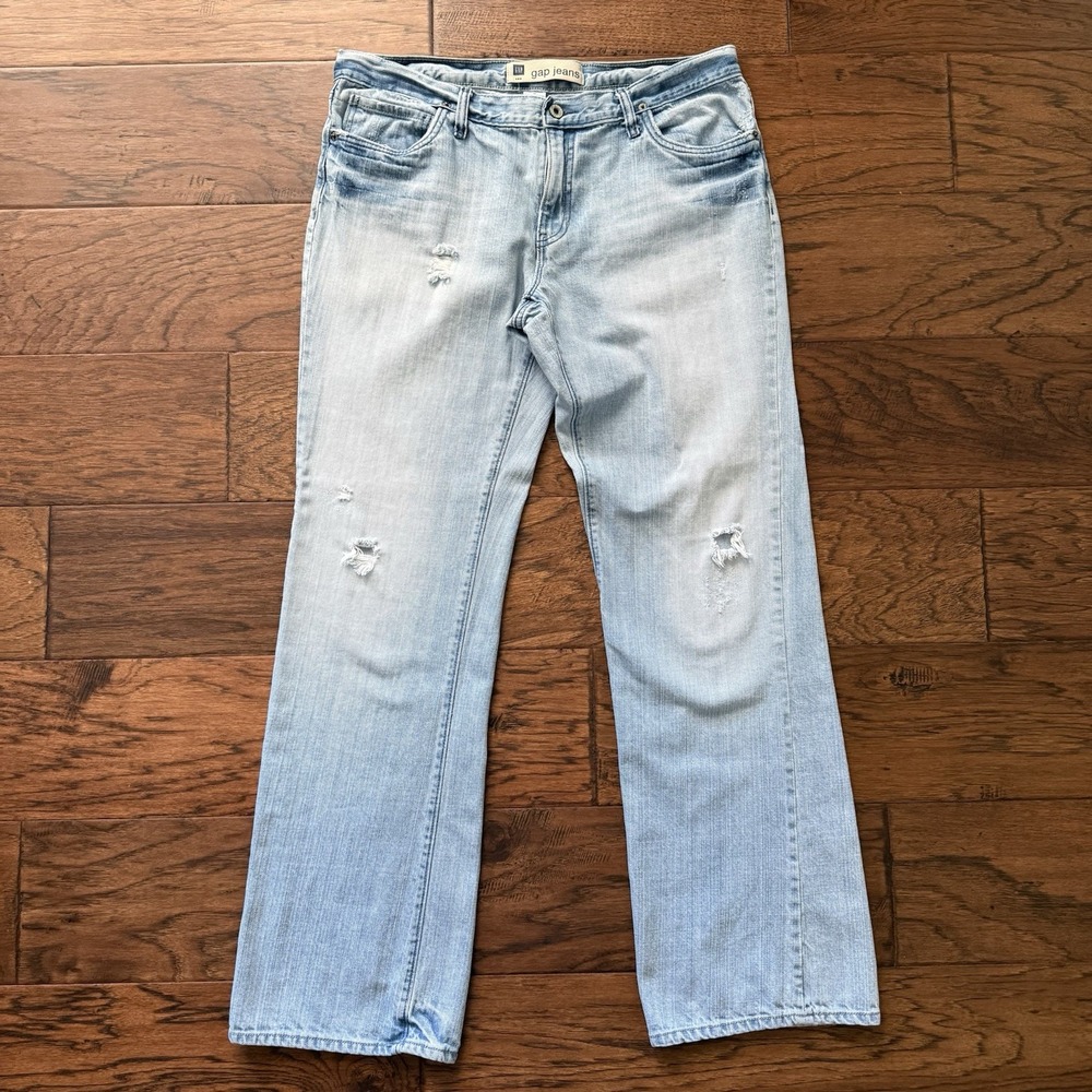 Vintage Gap Jeans Distressed 100%‎ Cotton Denim Boyfriend Y2K Utility Size 12